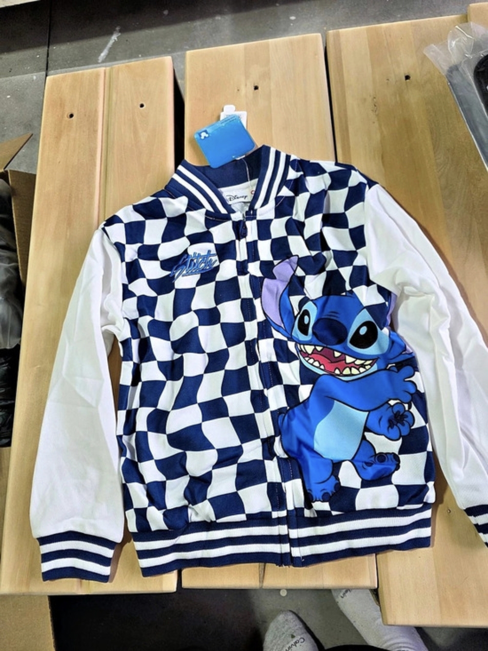 Disney Kids Checkered Jacket in Blue & White Size 6-7Y NWT